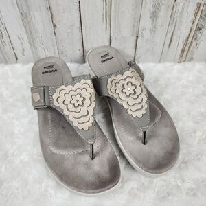 Earth Origins Leather Willow Glenda Thong Sandals Tan Size 9.5